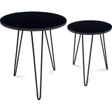 Jogo Mesa De Canto Hairpin Leg Madeira Dupla Lateral Decor