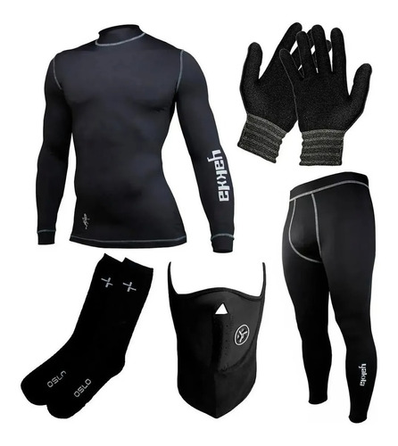 Kit Termico Yakka Mascara Guantes Piel + Medias Oslo Fas