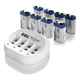 Kit De 8 Baterias Recargable 9v Litio 600 Mah + Cargador