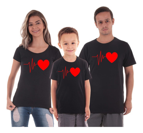 Kit 3 Camisetas Blusas Camisas Família Mãe Filha Pai E Filho