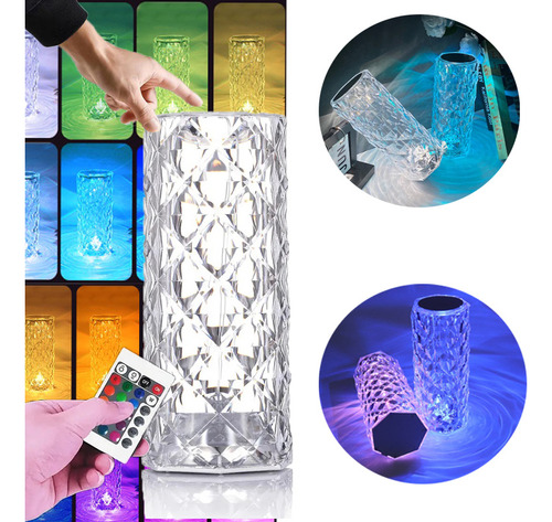 Lámpara Led Táctil, Lámpara De Cristal Usb Con 16 Controles De Color, 110 V/220 V