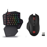 Teclado De Una Mano Redragon K585 + Mouse Inalambrico M656