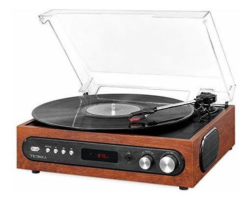 Tocadiscos Victrola Todo En 1 Bluetooth Con Parlantes Color Mahogany Innovative Technology