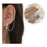 Aretes Mujer Ear Cuff Solitario Ear Cuff Luna Dorada