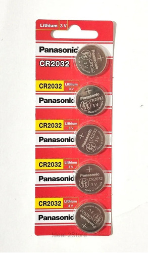 Cartela C/5 Baterias Panasonic Cr 2032 3v Lithium 5 Unidades