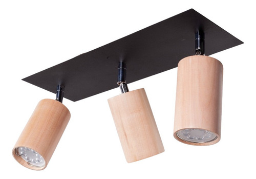 Lampara Pared Spot Interior 3 Luces Moderno Madera A/ Led 