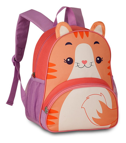 Mochila Infantil Escolar Unissex Gatinho Cachorro Bichinhos