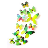 24 Mariposas En 3d Con Adhesivo Decoracion  Verdes