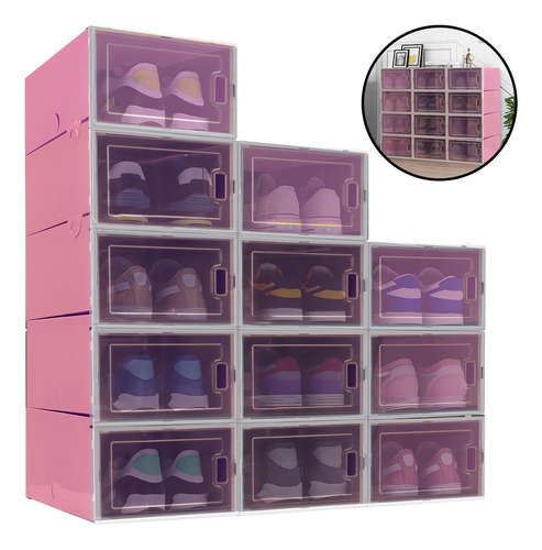 Cajas Organizadoras Cajoneras Apilables Para Zapatos 12 Pzs