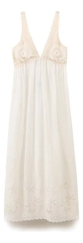 Elegante Vestido De Patchwork De Crochet Dulce Sin Mangas