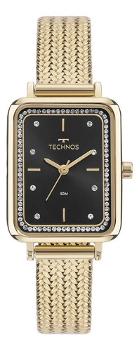 Relogio Feminino Dourado Quadrado Technos Prova D'água + Nf