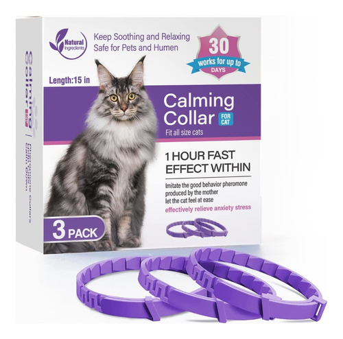 3 Collar Perro Gato Ajustable Calmante Ansiedad Relajante