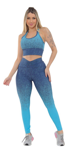 Conjunto Feminino Degrade Calça Leg E Top Academia Fitness