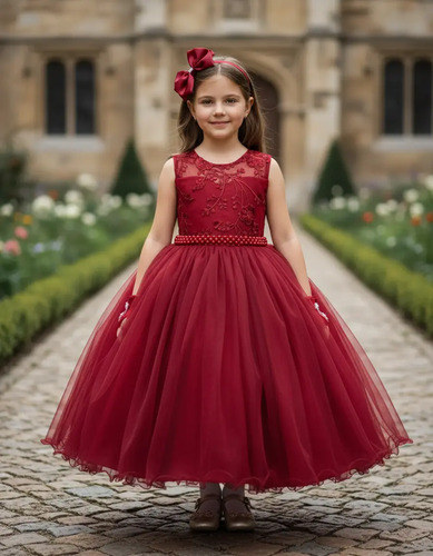 Vestido Infantil Princesa Real Daminha Luxo Tiara E Luva | Frete grátis