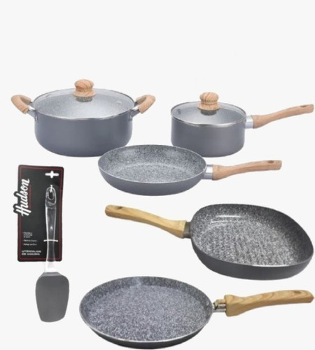 Set 7pz Olla Cacerola Sarten Hudson Bif Panq Granito Antiadh