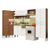 Armario De Cocina Completo 385cm Emilly Love Madesa 01 Color Marrón/blanco