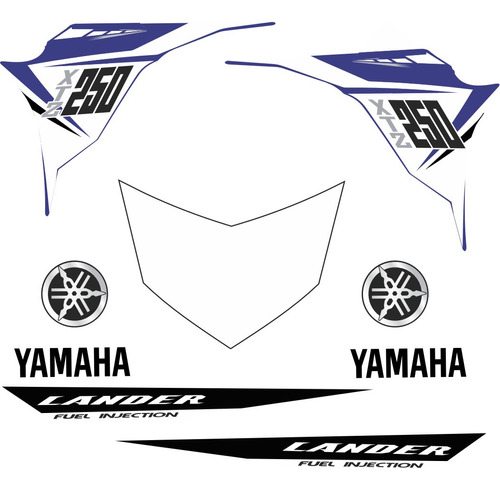 Kit Adesivos Moto Yamaha Lander 250 2015 Azul 