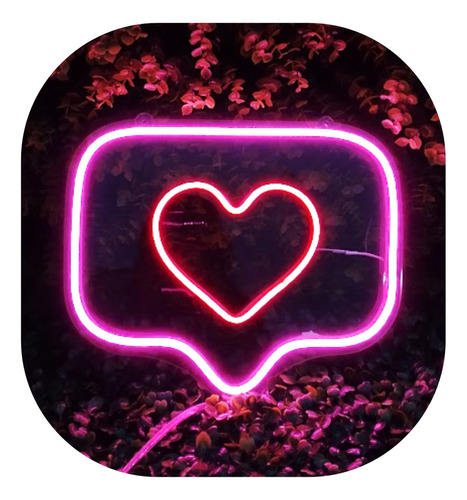 Luminária Like Coração Do Instagram - 30cm X 20cm Neon Led
