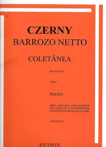 Método Para Piano Czerny Barrozo Netto Vol 3 48 Estudos