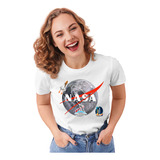 Camiseta Blanca Mujer Manga Corta Nasa Luna Adn Camisetas