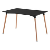 Mesa De Comedor Nordica Escadinava Negra Tapa Negro Patas Natural