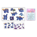 Pack Strass Face Stickers + Tatuaje Dinosaurio Niños