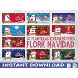 10 Plantillas Para Tazas - Flork Navidad - Editable Psd