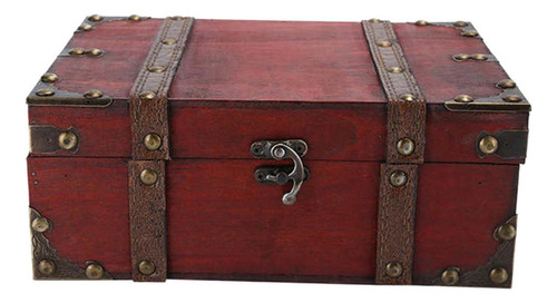 Cofre Del Tesoro Retro Vintage Caja De 6282 Rojo-grande