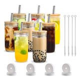 Pfileros 8set 24oz Mason Jar Vasos De Vidrio Tapas De B...