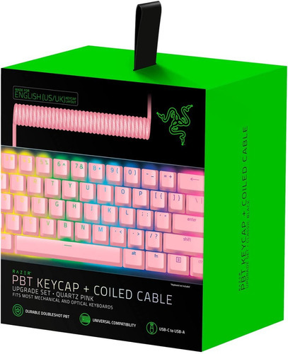 Razer Pbt Keycaps + Cable Para Teclados Mecánicos Ingles Us Color Del Teclado Quartz Rosa