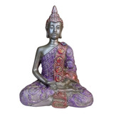 Estatueta Decorativa Buda Hindu Meditando Em Gesso