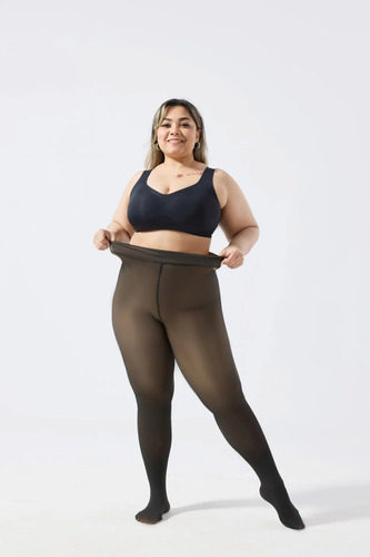 Medias Negras Transparentes De Talla Grande Con Forro