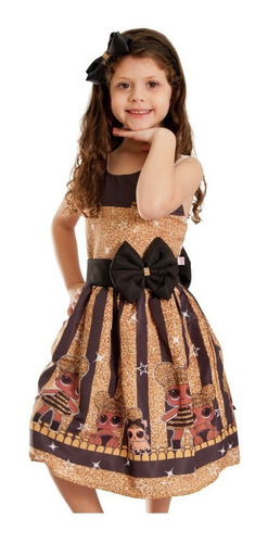 Vestido Infantil Lol Queen Bee Glitter Dourado + Brinde