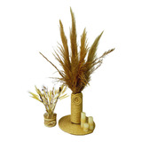 Arranjo Flores Secas Completo Vaso Sisal Pampa Trigo Luxo 