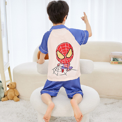 Pijama Para Niños, Traje De Manga Corta De Seda Fina Para Ve