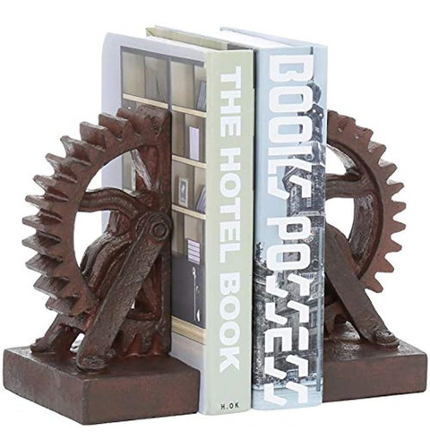 Sujeta Libros De Metal Forma Engranaje Industrial 1 Par