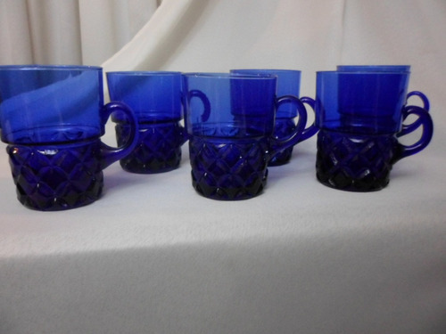 037- Juego De 6 Vasos Color Azul  Chops Ponchera 