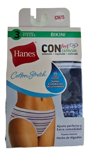 Hanes Bikini ALG Stretch Pack 3 Pzs Color Y Diseño Surt Tda | Envío gratis
