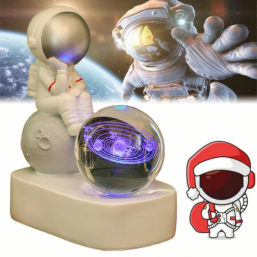 Lámpara De Led 3d Galaxia Astronauta Bola De Cristal 15*12cm