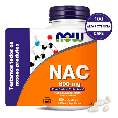 Nac N-Acetil Cisteína 600mg 100 Cápsula Now Foods | Frete grátis