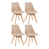 4 Cadeiras Estofada Leda Base Madeira Eames Cozinha Cores Estrutura Da Cadeira Nude