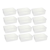 Kit 12 Cestos Organizadores Transparentes Com Tampa 3,5l Pla