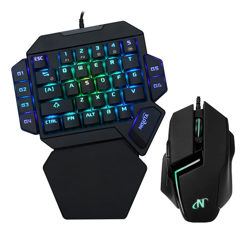 Combo De Teclado Mecánico De Una Mano Y Mouse 6d Pc Ps4 Rbg