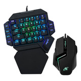 Combo De Teclado Mecánico De Una Mano Y Mouse 6d Pc Ps4 Rbg