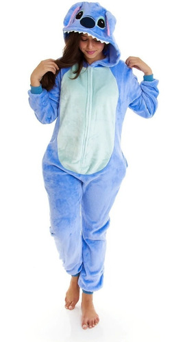 Pijama Kigurumi Stitch Macio Original Unissex Adulto Infanti