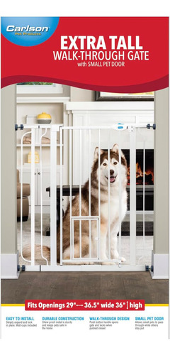 Puerta Extra Alta Para Mascotas Con Puerta Pequeña - Blanca