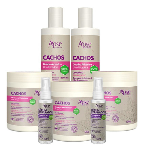 Kit 03 Ativador, 02 Gelatina E 02 Reparador Cachos - Apse