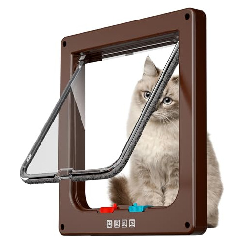 Puerta Para Gatos Exterior Abs - Traba 4modos - L -marron 