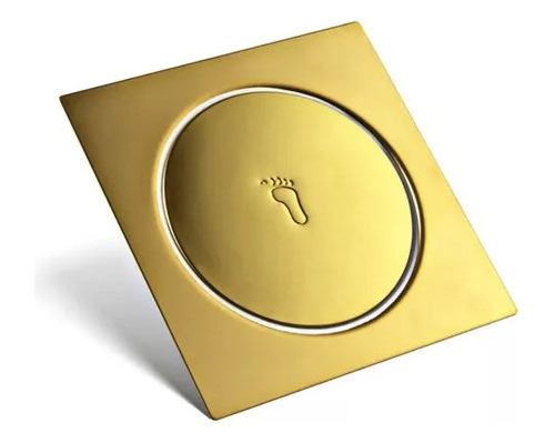 Ralo Inteligente Click Dourado 10x10 Em Inox C/ Veda Cheiro