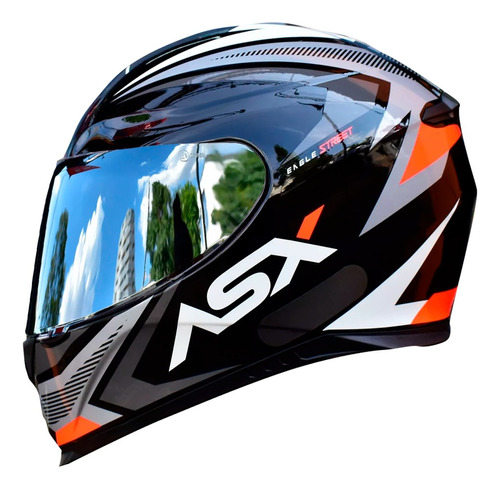 Capacete Moto Asx Eagle Street Vermelho Grafite Branco 